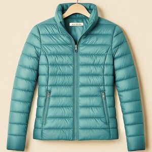 Via Spiga – Packable Lightweight Quilted Puffer Jacket – Teal – Size S – EUC